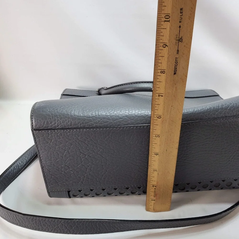 Kate‎ Spade Perri Lane Women Gray Leather Pebbled Gold Hardware Crossbody Tote